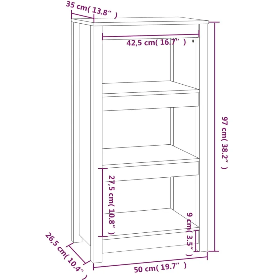 Bibliothèque Gris 50x35x97 cm Bois de pin massif - 8