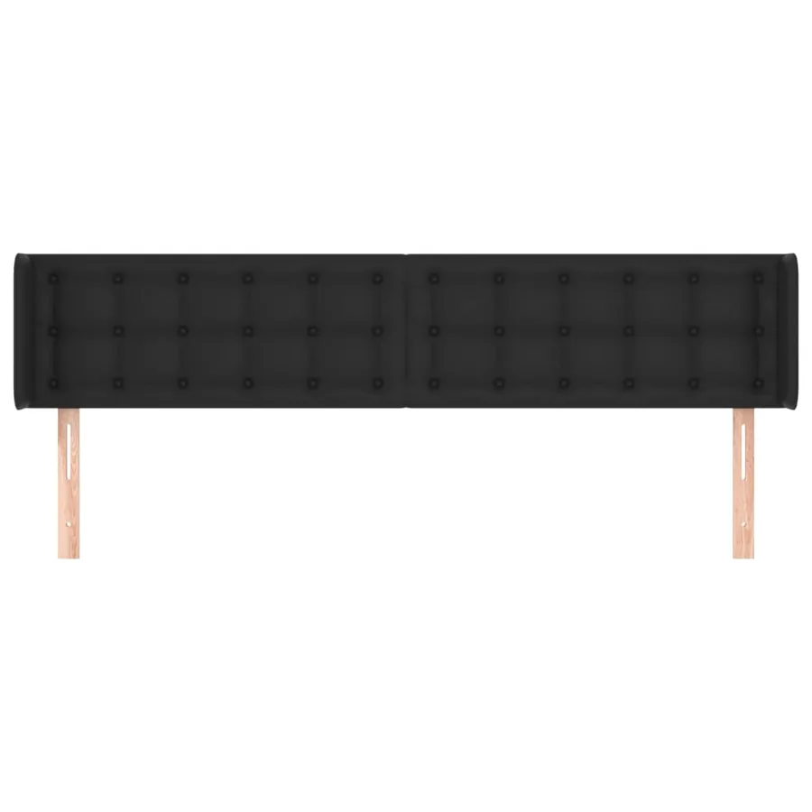 Tête de lit avec oreilles Noir 163x16x78/88 cm Similicuir - 3