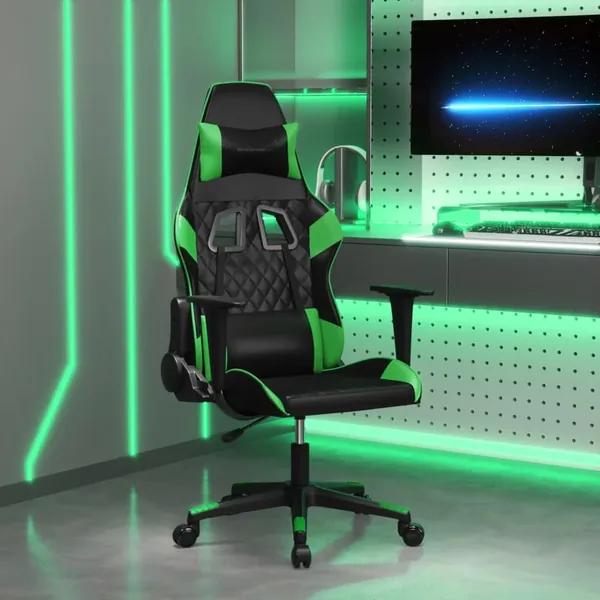 Chaise de jeu Noir et vert Similicuir
