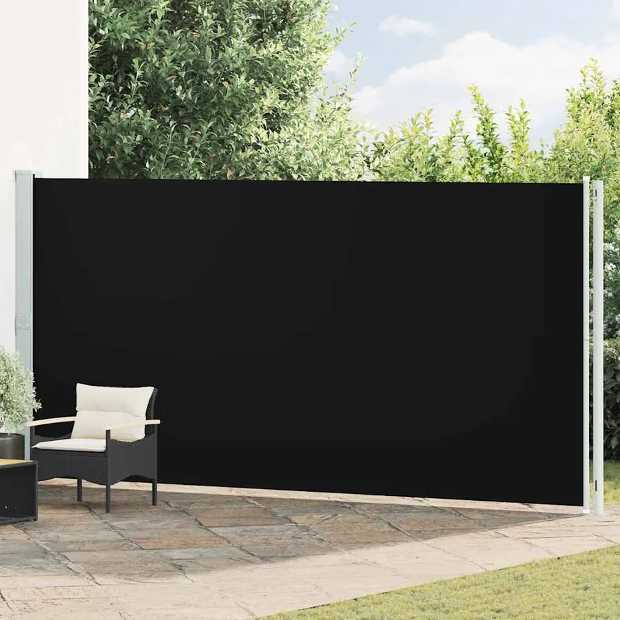 Auvent latéral rétractable de patio 200x600 cm Noir
