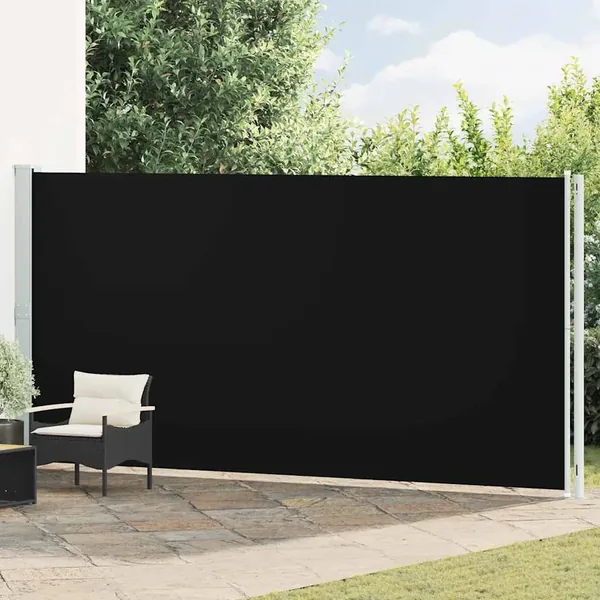 Auvent latéral rétractable de patio 200x600 cm Noir