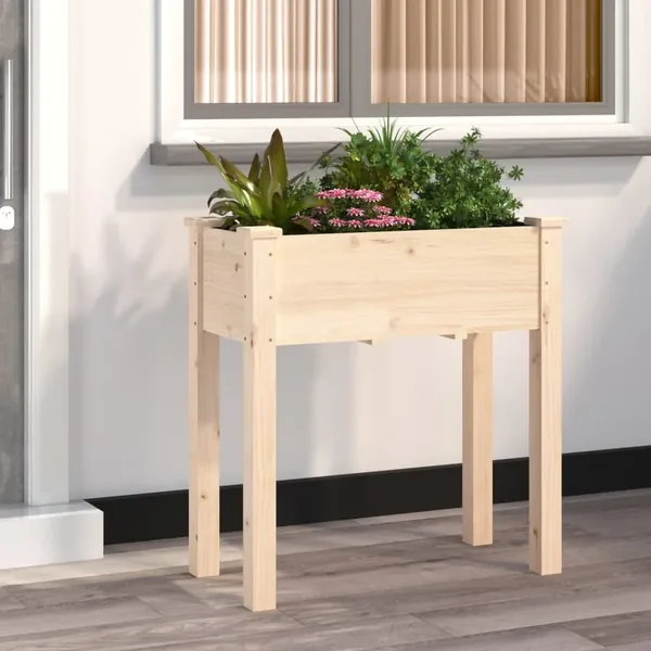 Jardinière avec doublure 71x37x76 cm bois massif de sapin