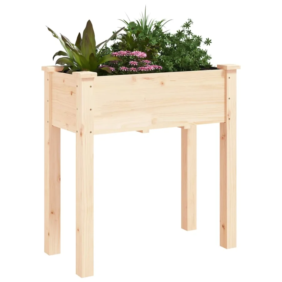 Jardinière avec doublure 71x37x76 cm bois massif de sapin - 3