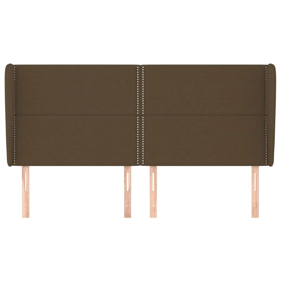 Tête de lit avec oreilles Marron foncé 203x23x118/128 cm Tissu - 3