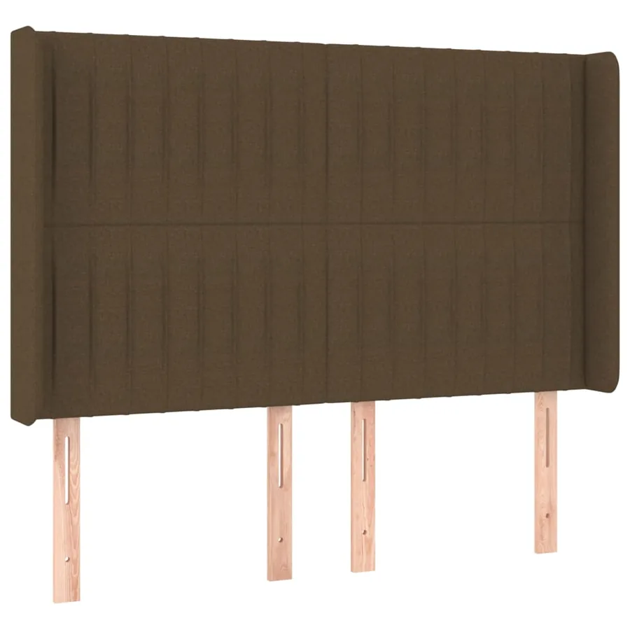 Tête de lit avec oreilles Marron foncé 147x16x118/128 cm Tissu - 2