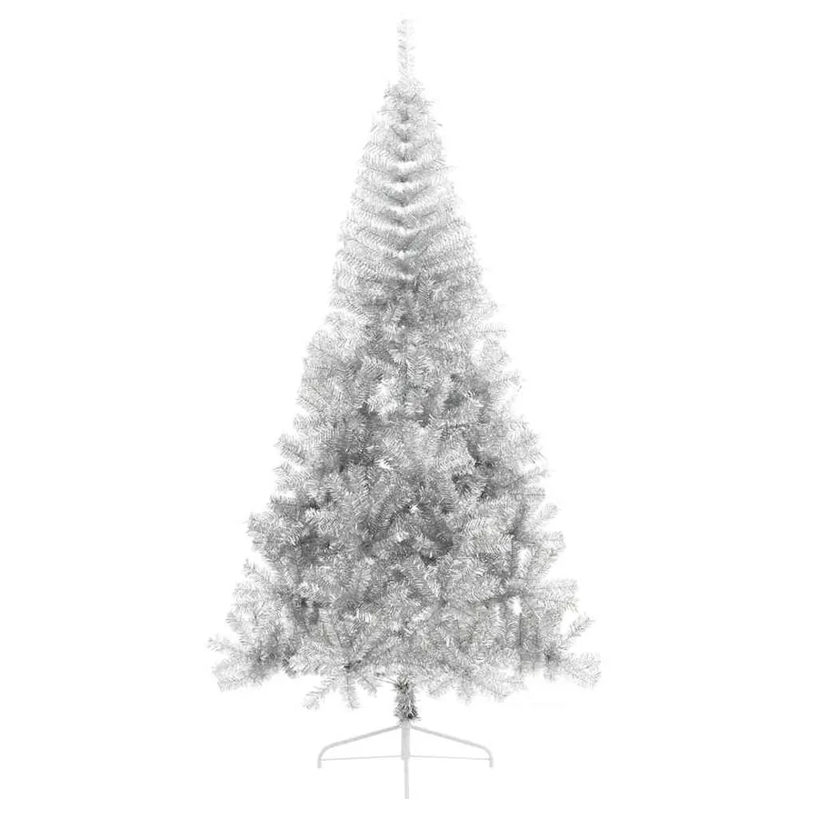 Demi sapin de Noël artificiel avec support argenté 210 cm PET - 3