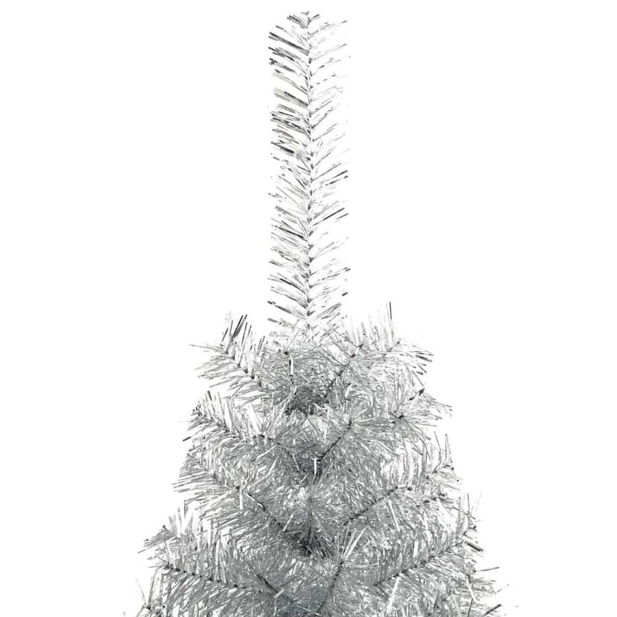 Demi sapin de Noël artificiel avec support argenté 210 cm PET - 5