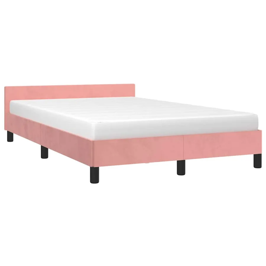 Cadre de lit et tête de lit sans matelas rose 120x200cm velours - 3