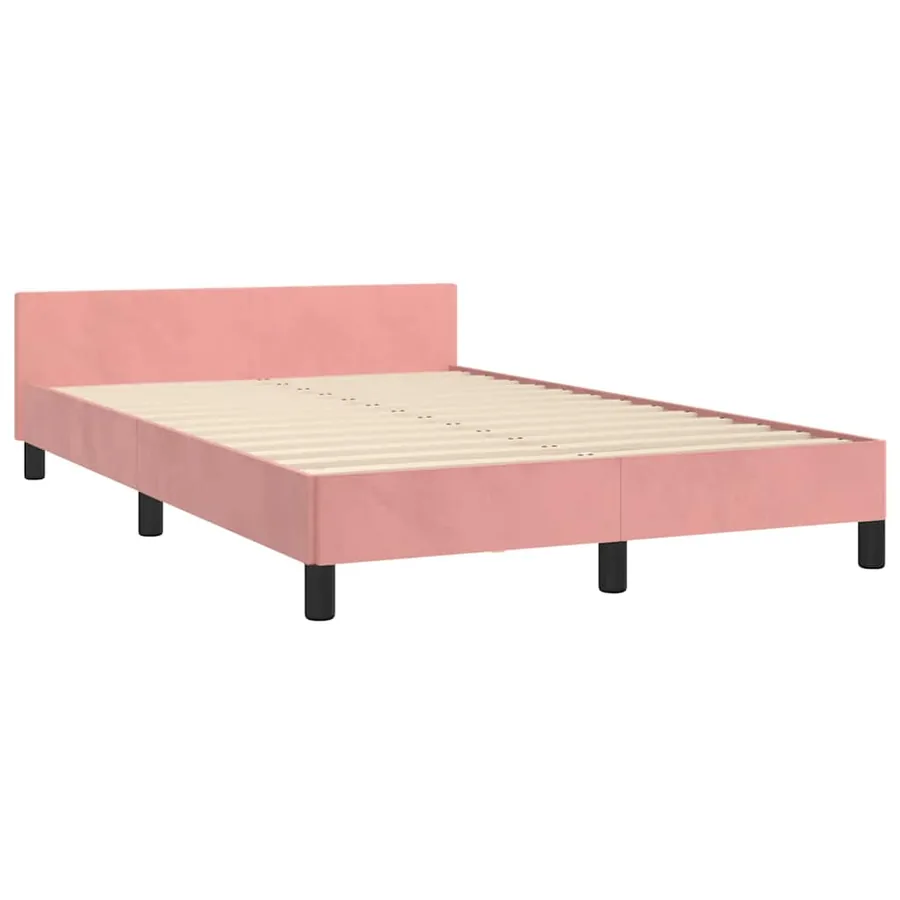 Cadre de lit et tête de lit sans matelas rose 120x200cm velours - 4