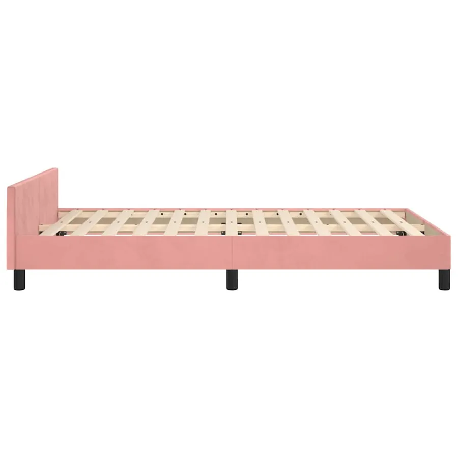 Cadre de lit et tête de lit sans matelas rose 120x200cm velours - 6
