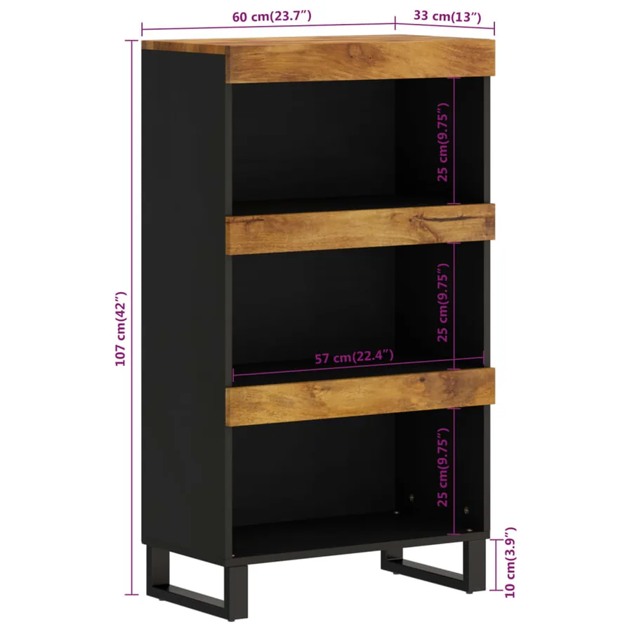 Armoire latérale 60x33x107 cm bois massif de manguier - 7