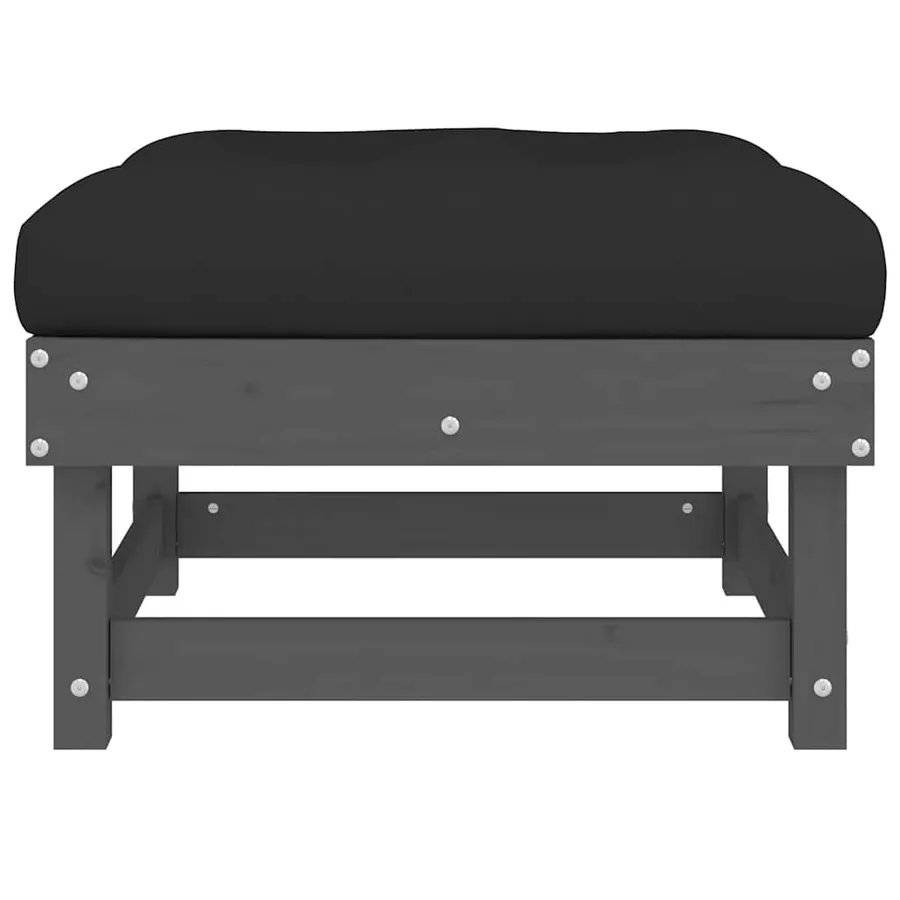 Repose-pieds de jardin coussins lot de 2 gris bois pin massif - 4