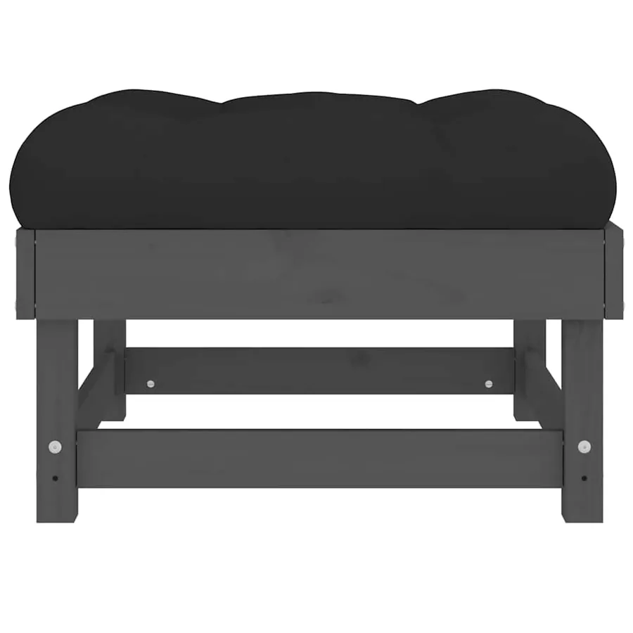 Repose-pieds de jardin coussins lot de 2 gris bois pin massif - 6