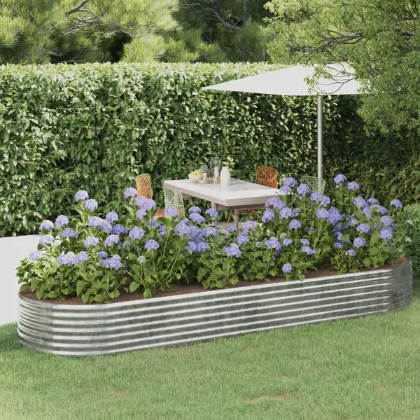 Lit surélevé de jardin Acier galvanisé Argenté