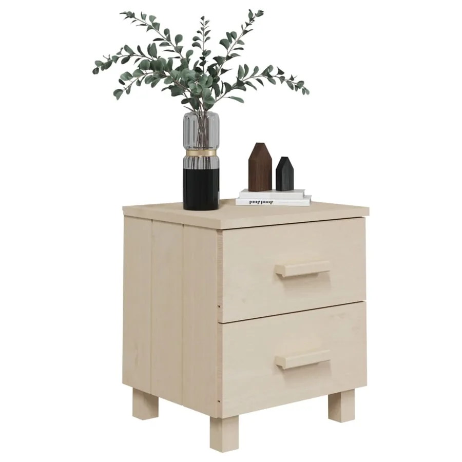 Tables de chevet HAMAR 2pcs Marron miel 40x35x44,5cm Bois - 7