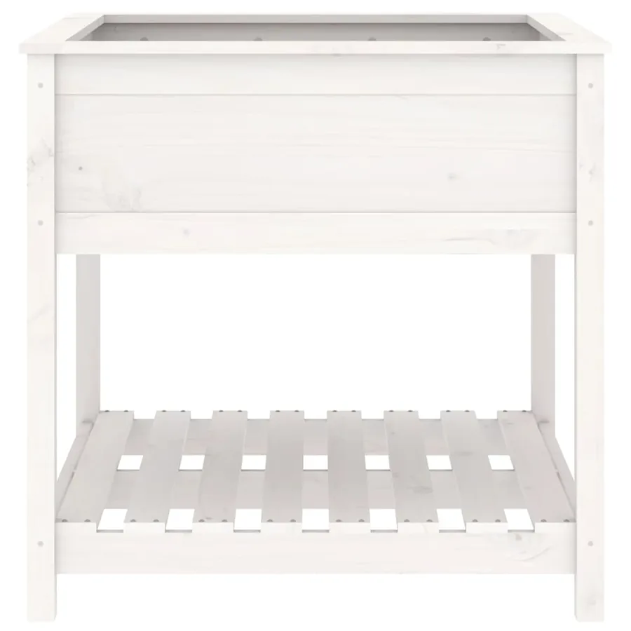 Jardinière avec étagère Blanc 82,5x82,5x81cm Bois massif de pin - 5