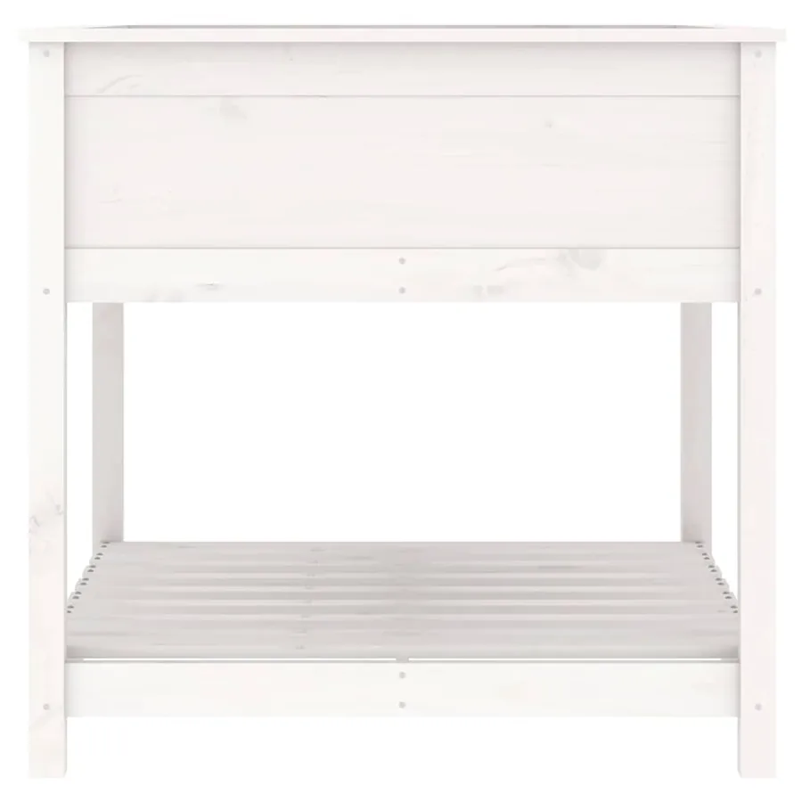 Jardinière avec étagère Blanc 82,5x82,5x81cm Bois massif de pin - 6