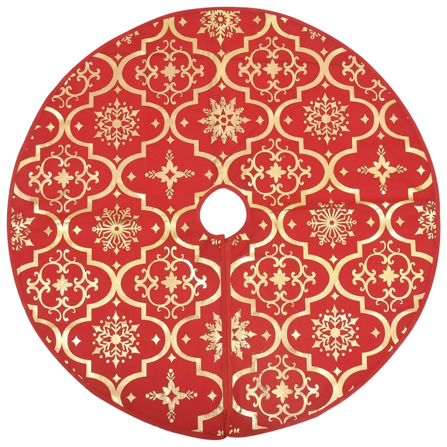 Jupe de sapin de Noël de luxe avec chaussette Rouge 90 cm Tissu - 3