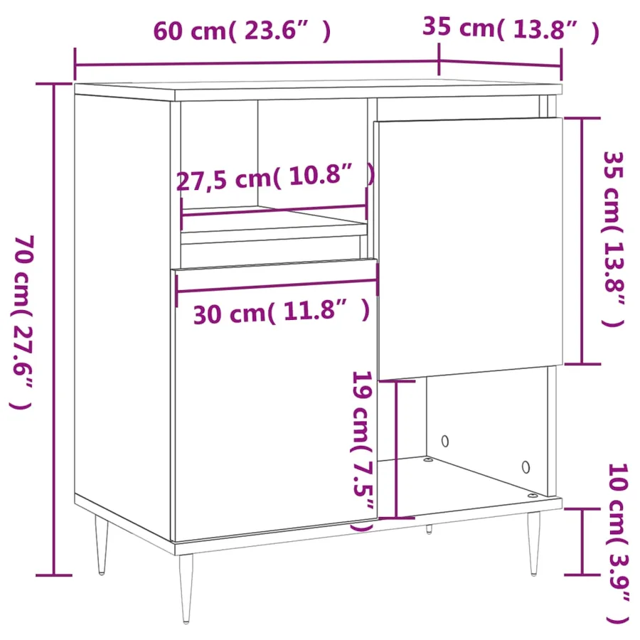 Buffet Chêne fumé 60x35x70 cm Bois d'ingénierie - 12