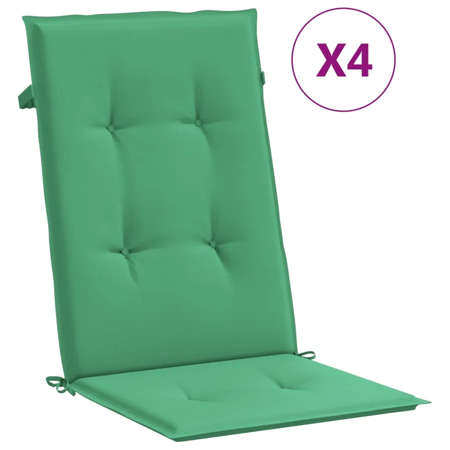 Coussins de chaise de jardin à dossier haut lot de 4 vert tissu - 2