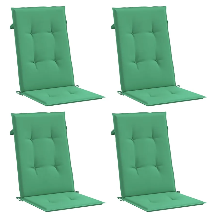 Coussins de chaise de jardin à dossier haut lot de 4 vert tissu - 3