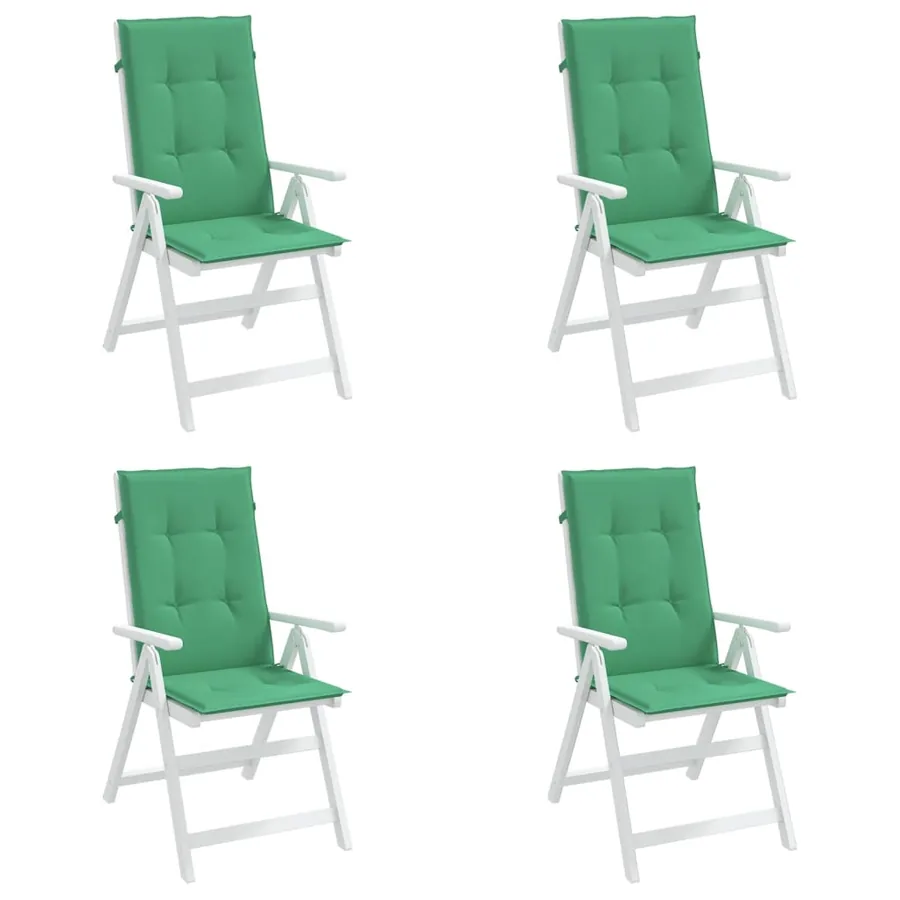 Coussins de chaise de jardin à dossier haut lot de 4 vert tissu - 4