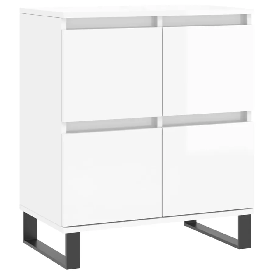 Buffet Blanc brillant 60x35x70 cm Bois d'ingénierie - 2