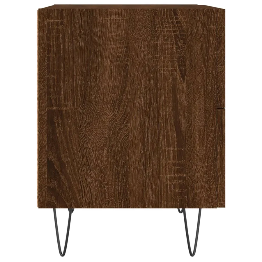 Table de chevet chêne marron 40x35x47,5 cm bois d’ingénierie - 7