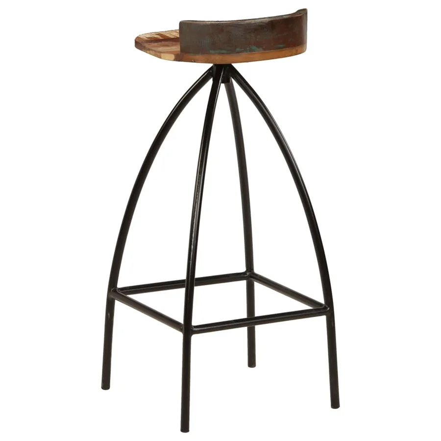 Tabourets de bar lot de 2 bois de récupération massif - 5
