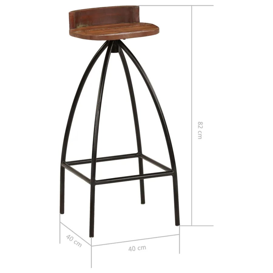 Tabourets de bar lot de 2 bois de récupération massif - 8