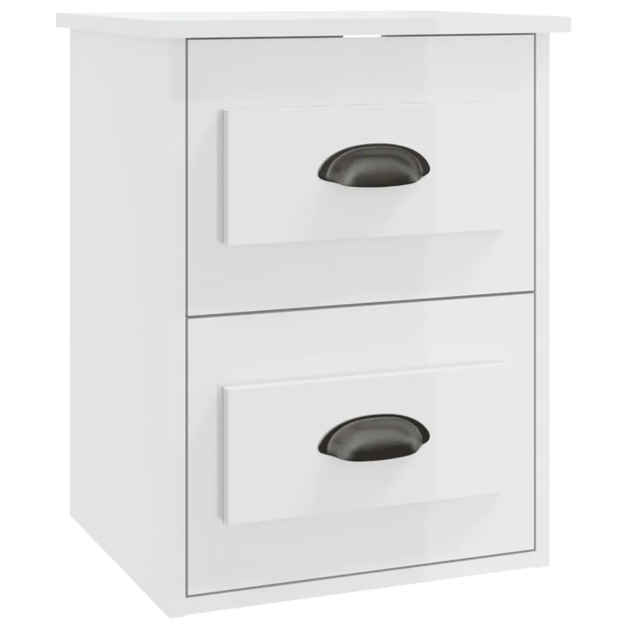 Table de chevet murale blanc brillant 41,5x36x53 cm - 2