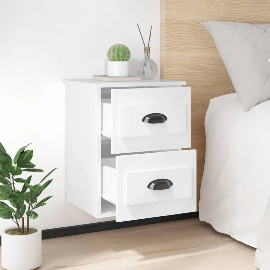 Table de chevet murale blanc brillant 41,5x36x53 cm - 3