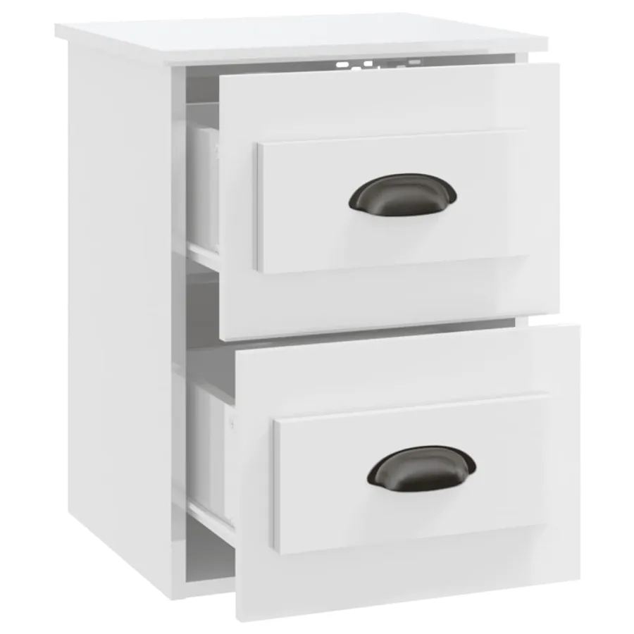 Table de chevet murale blanc brillant 41,5x36x53 cm - 6
