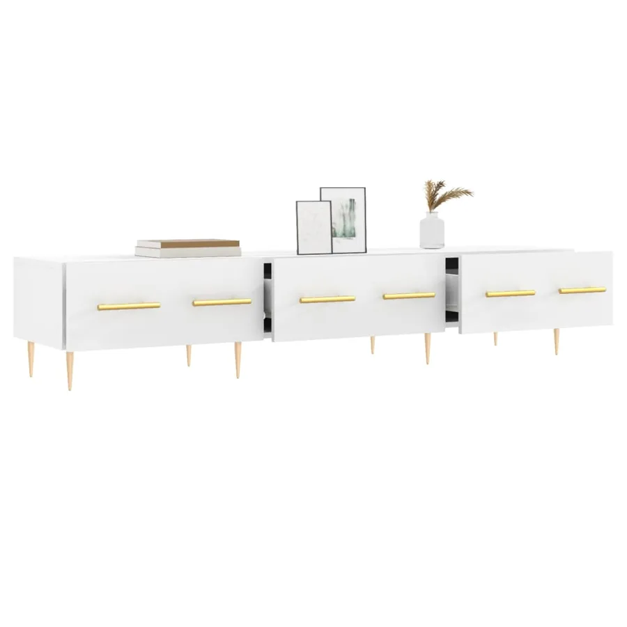 Meuble TV blanc 150x36x30 cm bois d'ingénierie - 4