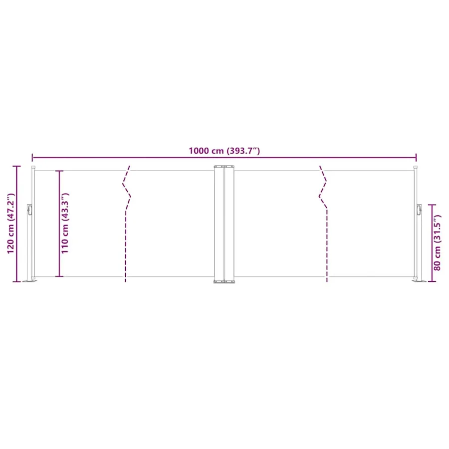 Auvent latéral rétractable Crème 120 x 1000 cm - 13