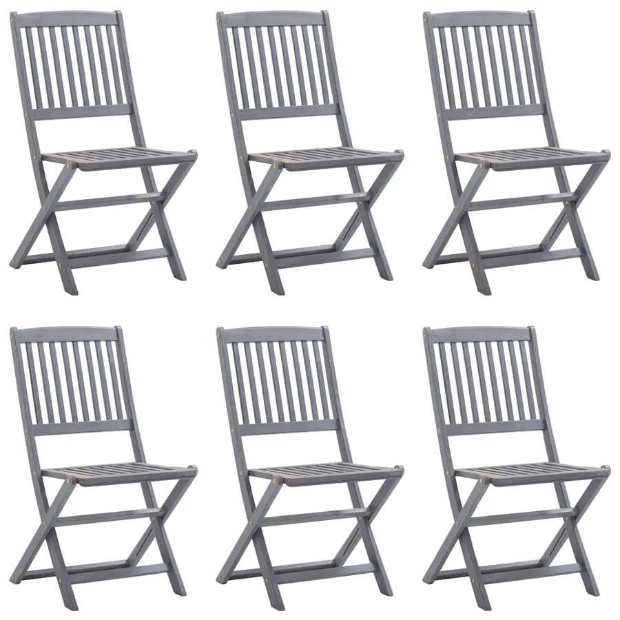 Chaises pliables d'extérieur lot de 6 et coussins Bois d'acacia - 3