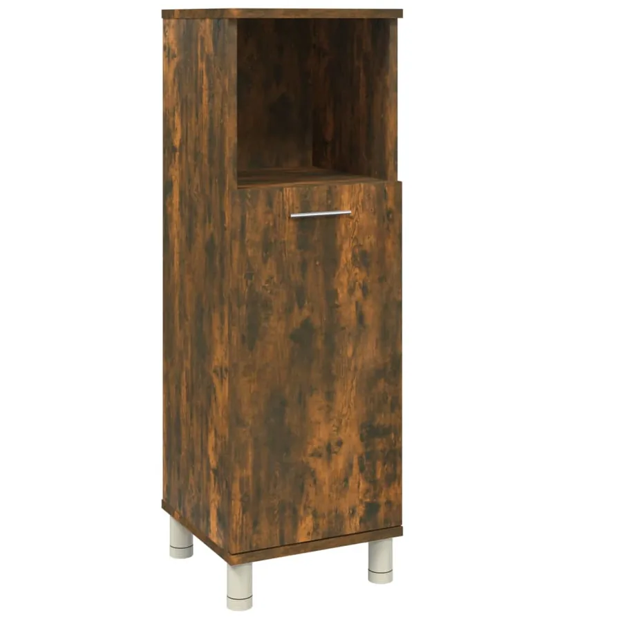 Armoire de bain Chêne fumé 30x30x95 cm Bois d'ingénierie - 2