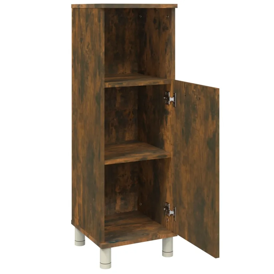 Armoire de bain Chêne fumé 30x30x95 cm Bois d'ingénierie - 6