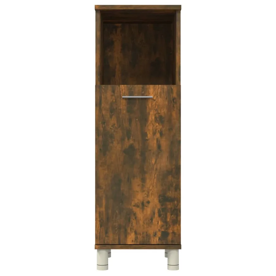 Armoire de bain Chêne fumé 30x30x95 cm Bois d'ingénierie - 7
