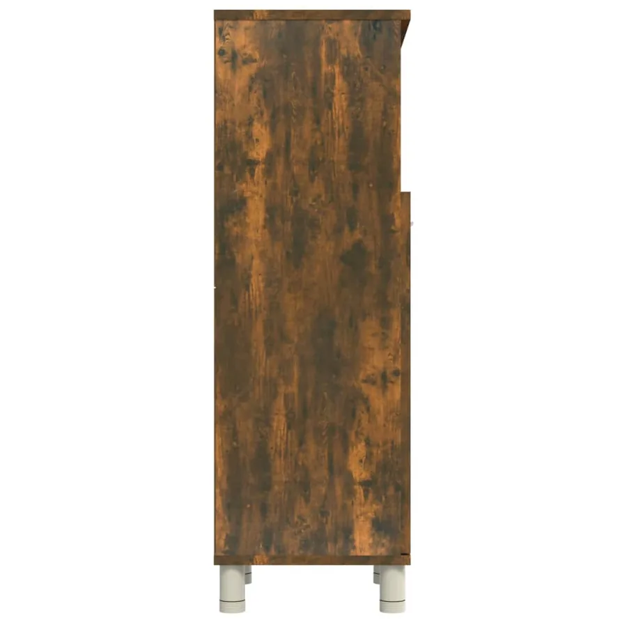 Armoire de bain Chêne fumé 30x30x95 cm Bois d'ingénierie - 8