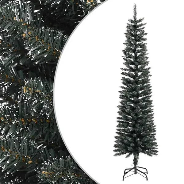 Sapin de Noël artificiel mince avec support Vert 180 cm PVC