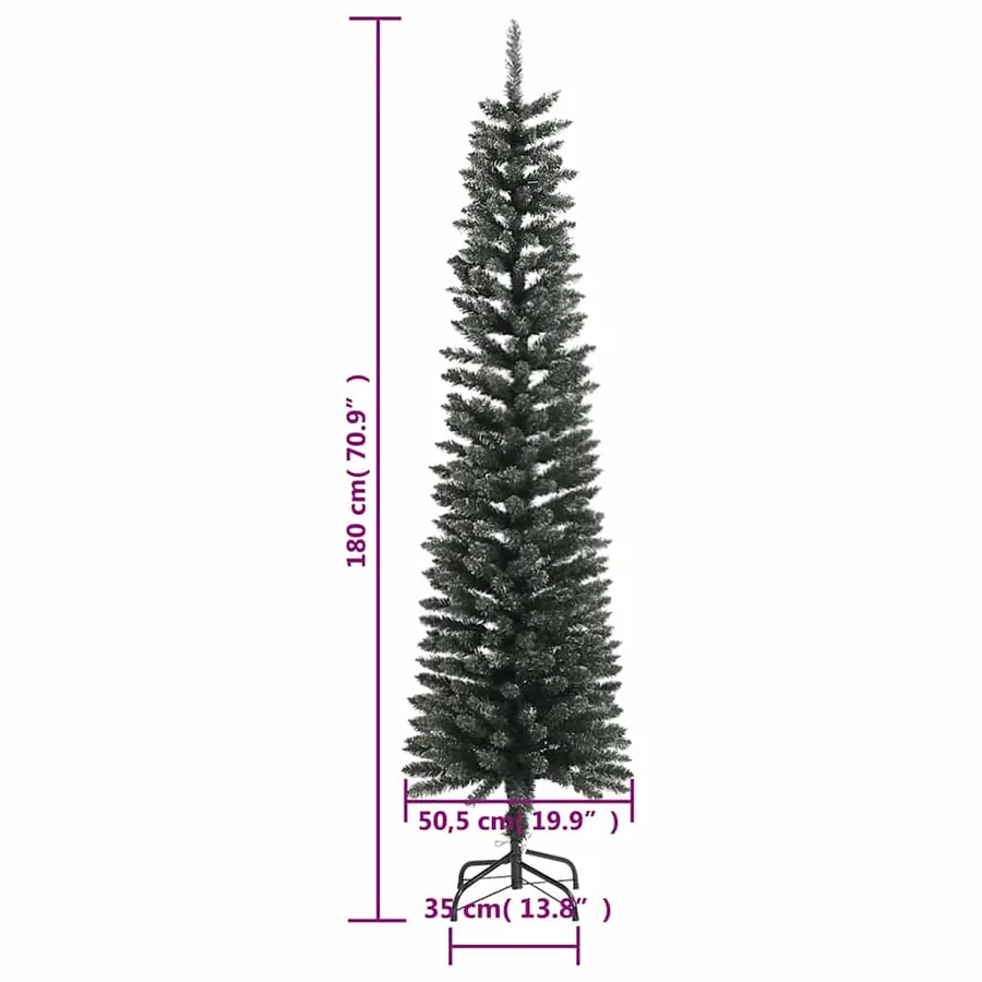 Sapin de Noël artificiel mince avec support Vert 180 cm PVC - 8
