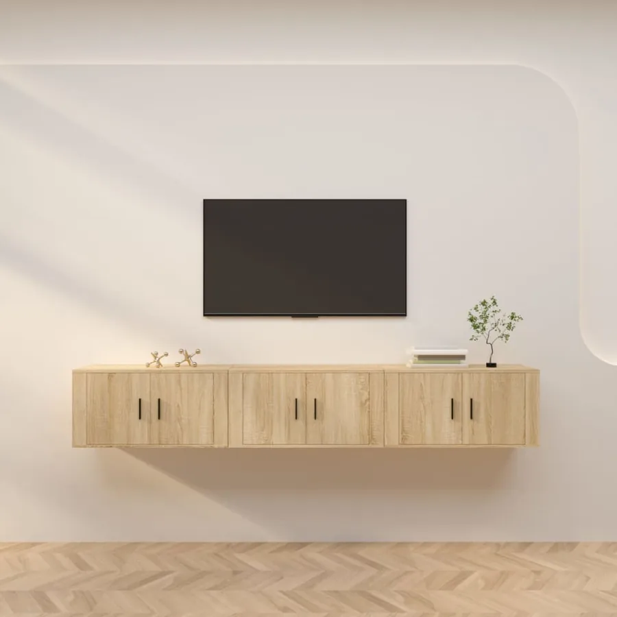 Meubles TV muraux 3 pcs chêne sonoma 80x34,5x40 cm