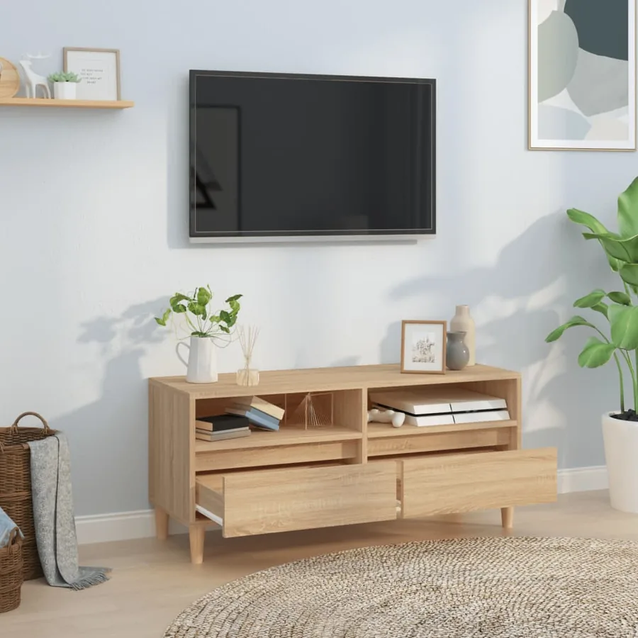Meuble TV chêne sonoma 100x34,5x44,5 cm bois d'ingénierie - 3