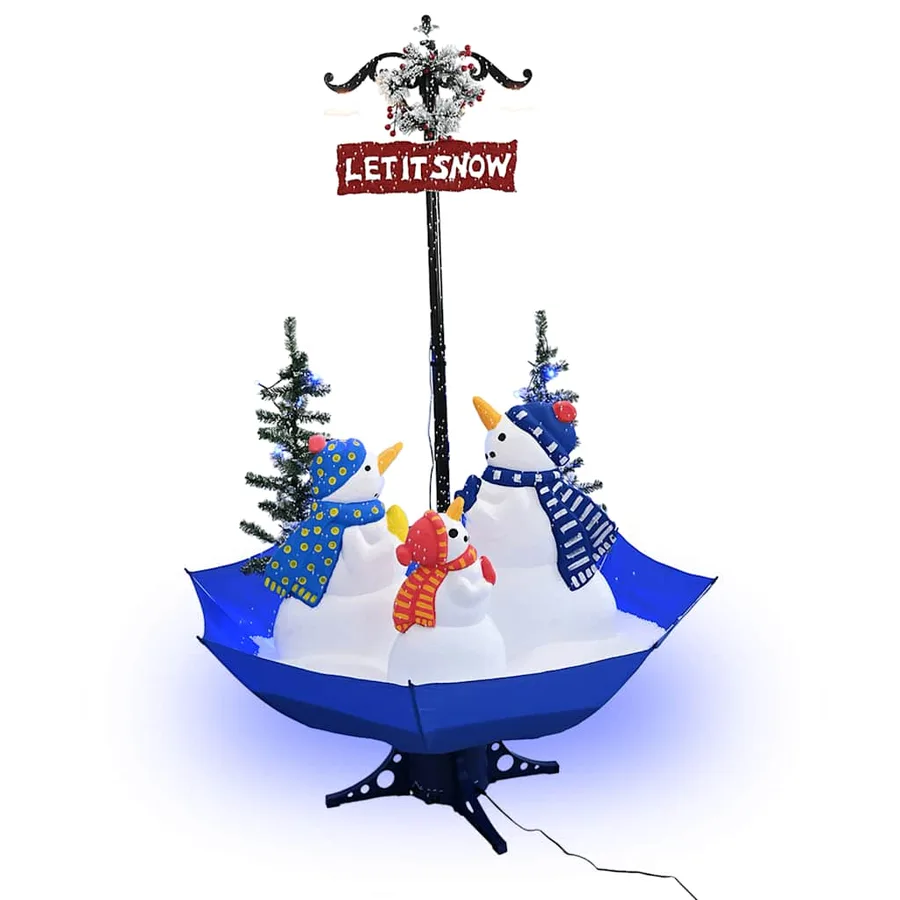 Arbre de Noël neigeux avec base de parapluie Bleu 170 cm PVC - 2