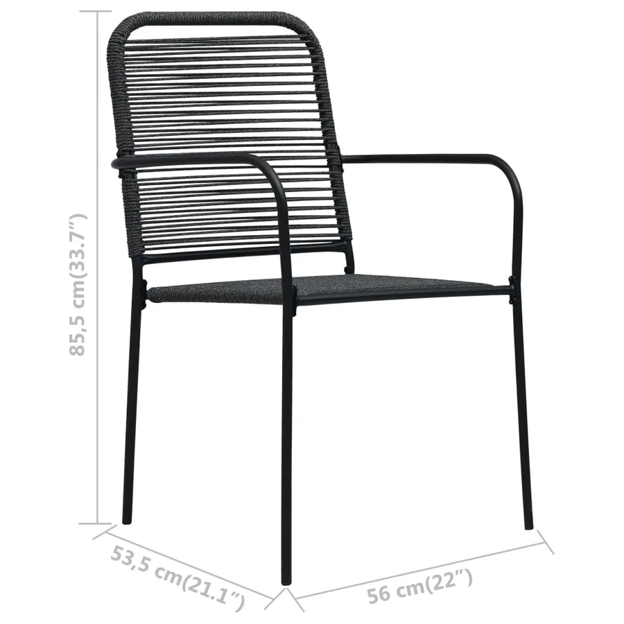 Ensemble à manger de jardin 9 pcs Corde en coton et acier Noir - 11