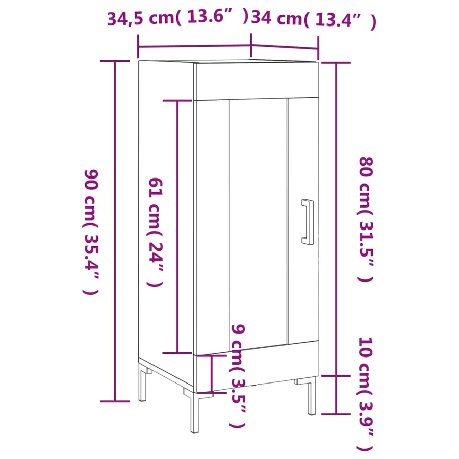 Buffet Sonoma gris 34,5x34x90 cm Bois d'ingénierie - 13