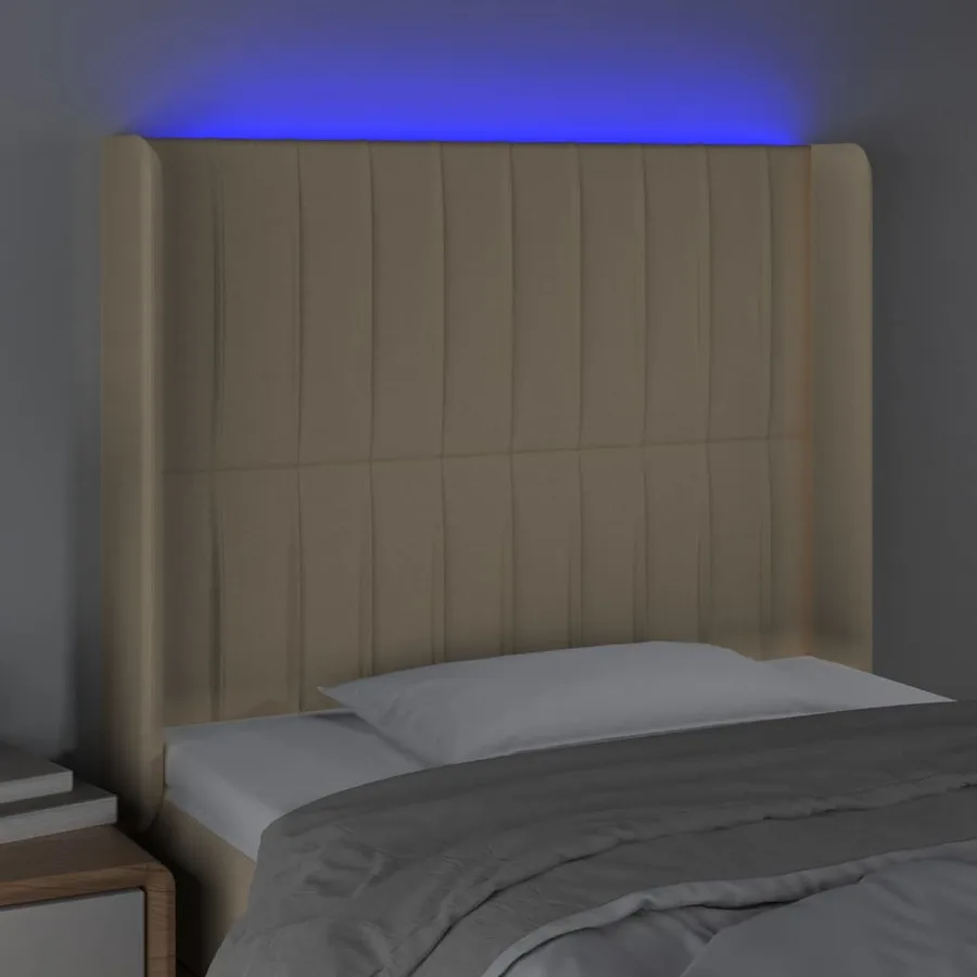 Tête de lit à LED Crème 103x16x118/128 cm Tissu - 4