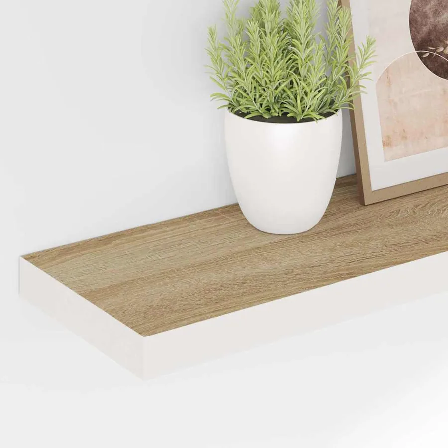 Étagères flottantes 4 pcs chêne et blanc 80x23,5x3,8 cm MDF - 4