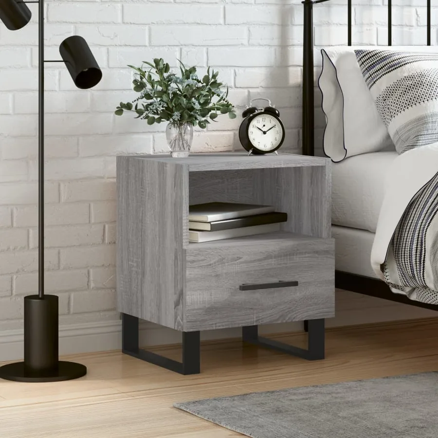 Table de chevet sonoma gris 40x35x47,5 cm bois d’ingénierie